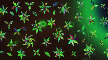 Raster illüstrasyonu. Çiçekli güzel suluboya desen. Gri ve yeşil renklerde.