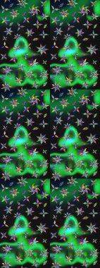 Vadinin yeşil ve gri renkli çiçekleri. Raster çiçek desenleri çiziyor..