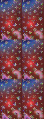 Düz Çiçek Elementleri Tasarımı. Kahverengi ve kırmızı renkte çiçekler. Sevimli çiçek raster deseni. Renk Bahar Teması eskiz şablonu.