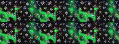 Gri ve yeşil renkli şirin çiçek desenleri. Raster Modaya uygun kumaş deseni. Renkli Bahar Teması eskiz kalıbı. Düz Çiçek Elementleri Tasarımı.