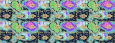 Altın elementli mavi renkler. Altın şablonu çiz. Raster altın çiçek süsü brokar kumaş ve cam desenli. Çiçek desenli altın metal..