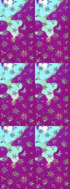 Çiçekli karalama şeklinde Raster çiçek deseni. Nazik, narin çiçek arkaplanı. Mor ve mavi renkte çiçekler.