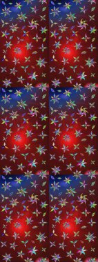 Kırmızı ve kahverengi renkte çiçekler. Düz Çiçek Elementleri Tasarımı. Renkli Bahar Teması eskiz kalıbı. Raster illüstrasyonunda çiçek deseni çizimi.