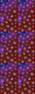 Raster illüstrasyonu. Küçük çiçekteki sevimli çiçek deseni. Kırmızı ve mor renkte çiçekler.