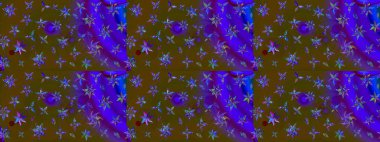 Raster güzel bir çiçek deseni çizmiş. Kahverengi ve mor renkli çiçekler. Bahar mevsimi. Tatil havası. Nazik romantik baskı.