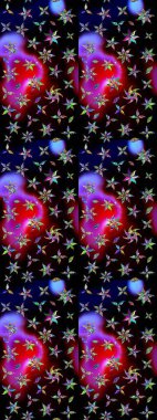 Çiçekli eskiz çizimi. Renkli Yaz Temalı eskiz kalıbı. Siyah ve kırmızı renkte çiçekler. Düz Çiçek Elementleri Tasarımı.