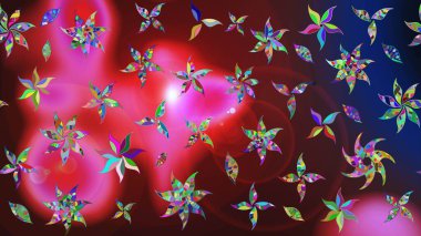 Raster. Güzel suluboya çiçekler, parlak resim ilham verici ve kırmızı çiçek desenli eskiz arka plan.