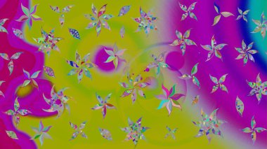 Yeşil ve mor renkli vadi çiçekleri. Raster çiçek desenleri çiziyor..