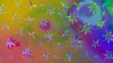 Kabile sanatı boho baskısı, klasik çiçek arkaplanı. Soyut etnik raster çizim kalıbı. Arkaplan dokusu, duvar kağıdı, yeşil ve kahverengi renkli çiçek teması.