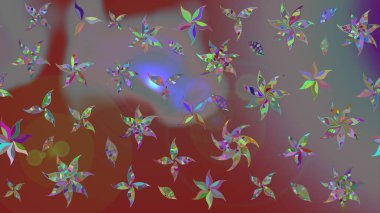 Raster illüstrasyonu. Klasik çiçek tasarımı elementleri. Kahverengi ve gri kıvırcık çiçekler kahverengi ve gri renklerde.