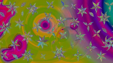 Anti-stres için soyut örnek sayfası. Raster illüstrasyonu. Yeşil ve mor renklerde.