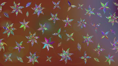 Çiçekli karalama şeklinde Raster çiçek deseni. Kahverengi ve nötr renklerde bahar çiçekleri. Raster illüstrasyonu.