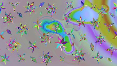 Raster Illustrasyon 'daki Çiçek Deseni' nin son moda çizimi. Renkli Yaz Temalı eskiz kalıbı. Güzel kumaş deseni. Düz Çiçek Elementleri Tasarımı.