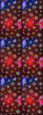 Moda baskıları için zarif bir şablon. Küçük çiçekte güzel bir desen. Küçük renkli çiçekler. Motley illüstrasyonu. Kahverengi ve kırmızı çiçekli bahar çiçekleri.