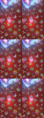 Düz Çiçek Elementleri Tasarımı. Sevimli çiçek raster deseni. Renkli Yaz Temalı eskiz kalıbı. Kahverengi ve kırmızı renkte çiçekler.