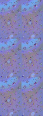 Düz Çiçek Elementleri Tasarımı. Süslü kumaş deseni. Raster illüstrasyonundaki çiçek desenli çizim. Renkli Bahar Teması çizim şablonu.