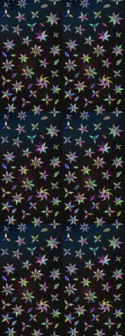 Ağaç dallı bahar çiçekleriyle desen, gri ve mavi renkler ve çiçek silueti. Raster deseni.