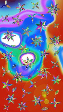 Çizgi çizimi kalıbı. Şirin çiçekler. Raster Moda kumaş deseni.