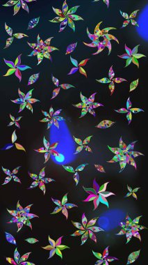 Gri ve mavi renkte çiçekler. Kumaş desenli papatya çiçekleri ayrıntıları.