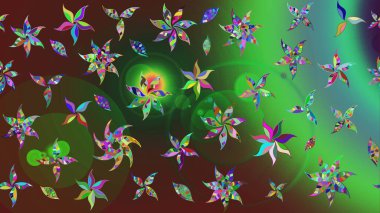 Yeşil ve kahverengi çiçekli eskiz deseni, suluboya çiçek deseni, sevimli çiçek, duvar kağıdı, kart veya kumaş için fayanslı. Raster - stok.