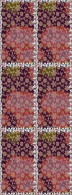 Düz Çiçek Elementleri Tasarımı. Sevimli çiçek raster deseni. Renkli Bahar Temalı Kusursuz Arkaplan. Kahverengi renkte çiçekler.