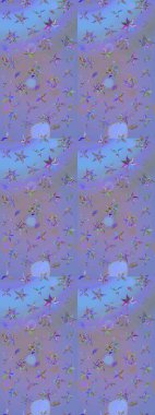 Tekstil, kumaş, kapaklar, duvar kağıtları, baskı, naylon, koleksiyon defteri, örgü, dekupaj için güzel bir eskiz. Küçük menekşe ve mavi çiçeklerle oldukça kaliteli besin torbası deseni.