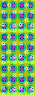 Renkli çizim kalıbı. Çiçek duvar kâğıdı. Yeşil ve sarı renkli şirin tekstil tarzında. Çiçek arkaplan. Raster illüstrasyonu.