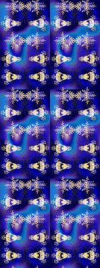 Sanat terapisi tarzı zen çizim için altın mandala şeklindeki kar tanelerini birleştirin. El çizimi, dövme stili, kumaş tasarımı ve Raster illüstrasyonunda kartlar..