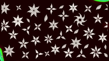 Raster illüstrasyonu. Çiçek ve yapraklı karalama şeklinde Raster çiçek deseni. Yumuşak, bahar çiçekleri siyah ve nötr renklerde.