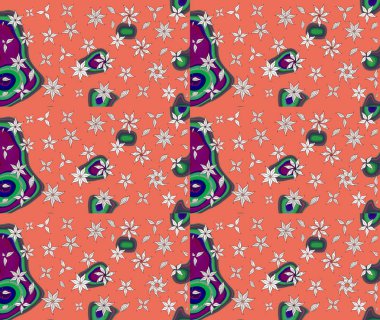 Turuncu renkli çiçekler. Raster illüstrasyonu. Çizim çiçek deseni duvar kağıdı için kullanılabilir.