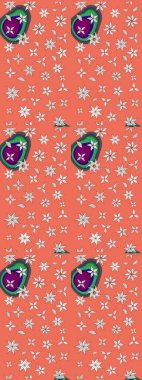 Raster illüstrasyonu. Çiçek buketleriyle klasik bir eskiz şekli. Turuncu ve nötr renklerde.