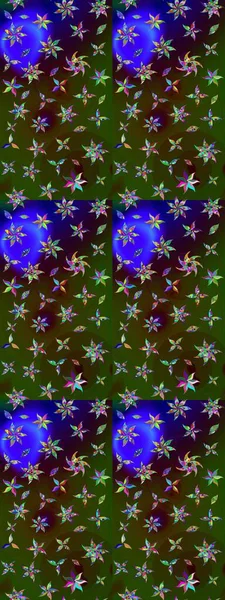 Raster illüstrasyonu. Renkli süs kenarı. Hint süsü. Çiçek duvar kağıdı. Yeşil ve kahverengi renklerde. Çizim deseni.