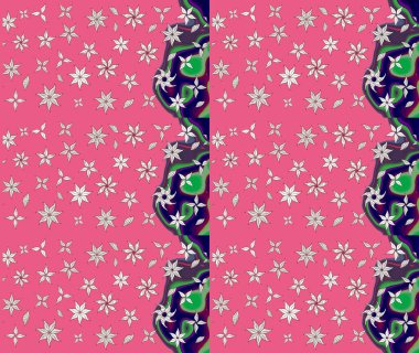 Çizim çiçek deseni duvar kâğıdı olarak kullanılabilir. Raster illüstrasyonu. Pembe renkte çiçekler.