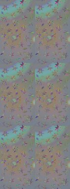 Motley illüstrasyonu. Çiçekli bahar çiçekleri. Küçük renkli çiçekler. Küçük çiçekte güzel bir desen. Moda baskıları için zarif bir şablon. Çizim.