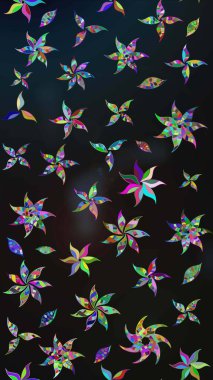 Raster suluboya çiçek deseni, narin çiçekler, gri ve mavi çiçekler, tebrik kartı şablonu. Güzel kumaş deseni.