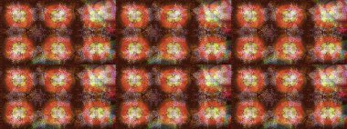 Raster illüstrasyonu. Kış konsepti Düz yatıyordu. Kahverengi, turuncu ve nötr renklerde kar tanelerinden oluşan kış deseni.