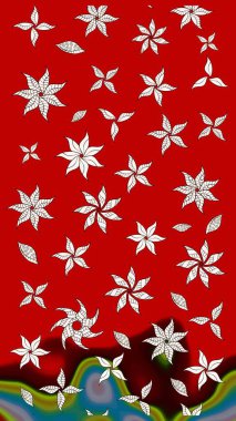 Çiçekler, dallar, bitkiler ve çiçekler. Güzel kumaş deseni. Raster illüstrasyonu. El çizimi.