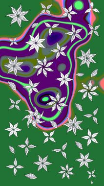 Güzel kumaş deseni. Düz Çiçek Elementleri Tasarımı. Renkli Bahar Teması eskiz kalıbı. Karalama çiçeği. Zentangle soyut çiçekleri. Raster illüstrasyonu.