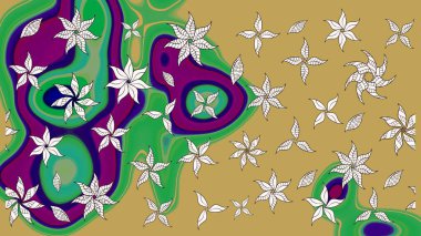 Çiçekli yaz çiçekleri. Robot resim. Küçük çiçekte güzel bir desen. Motley illüstrasyonu. Küçük renkli çiçekler. Moda baskıları için zarif bir şablon.