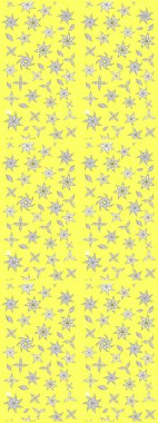 Raster deseni. Bahar çiçekleri dallı desen, sarı renkler çiçekli siluet.