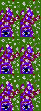 Raster illüstrasyonu. Raster illüstrasyonu. Şirin karalamalı çiçek desenli çizim. El yapımı çiçek ve bitki koleksiyonu. Çizim biçimi yeşil renklerde.