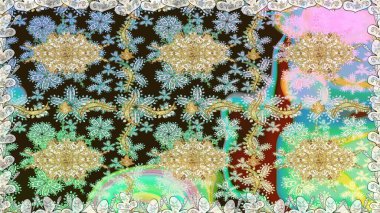 Barok tarzında kusursuz bir doğulu süsü. Geleneksel klasik altın desen. Raster oryantal süs. Altın elementlerle nötr renklerde altın desen.