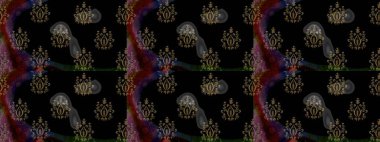 Raster illustration. Black and brown colors with snowflakes. Isolated cute snowflakes on colorful background.