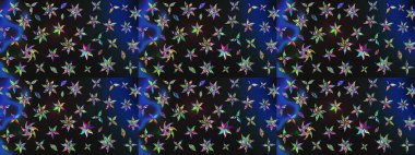 Gri ve mavi renklerde bahar çiçekleri. Raster illüstrasyonu. Çiçek ve yapraklı karalama şeklinde Raster çiçek deseni.