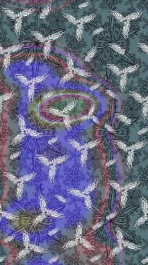 Asya tekstil tarzında. Raster illüstrasyonu. Raster illüstrasyonu. Çiçek desenli çizim. Tarafsız renklerde çiçekler.