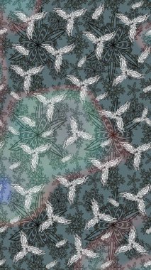 Düz Çiçek Elementleri Tasarımı. Raster illüstrasyonundaki çiçek desenli çizim. Gri renkli çiçekler. Renkli Bahar Teması çizim şablonu.