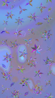 Mor ve mavi renkte çiçekler. Küçük çiçekte sevimli çiçek deseni var..