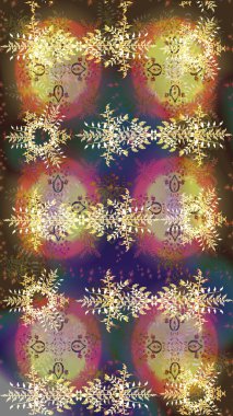 Düz Çiçek Elementleri Tasarımı. Raster illüstrasyonu. Renkli Bahar Teması eskiz kalıbı. Güzel kumaş deseni. Çiçek desenli çizim. Asya tekstil tarzında.