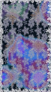 Gri ve mavi renkte çiçekler. Raster illüstrasyonunda kusursuz çiçek deseni.