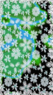 Kusursuz. Şirin çiçek elementleri. Raster illüstrasyonu. Yeşil ve nötr renkte çiçekler.